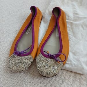 meher kakalia ♡ ballet leather slip on shoes sequin beaded toe 37